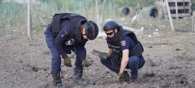 Emergency deminers collect remains of a missile after Russian drone and missile strikes, amid Russia's attack on Ukraine, in the town of Smila, Cherkasy region, Ukraine June 29, 2025. Press service of the State Emergency Service of Ukraine in Cherkasy region/Handout via REUTERS ATTENTION EDITORS - THIS IMAGE HAS BEEN SUPPLIED BY A THIRD PARTY. DO NOT OBSCURE LOGO.