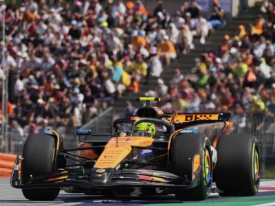 McLaren driver Lando Norris of Britain in action during the Austrian Formula One Grand Prix in Spielberg, Austria, Sunday, June 29, 2025. (AP Photo/Darko Bandic)