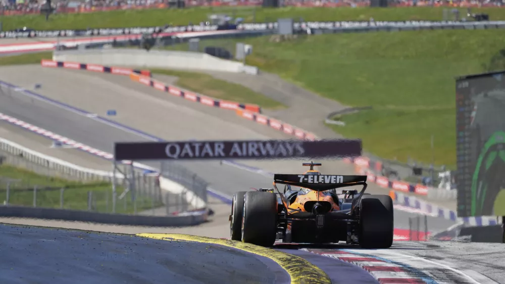 McLaren driver Lando Norris of Britain in action during the Austrian Formula One Grand Prix in Spielberg, Austria, Sunday, June 29, 2025. (AP Photo/Darko Bandic)