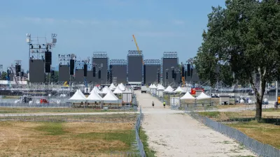 Stage is being built for the Croatian singer Marko Perkovic Thompson poised to break world record for largest paid concert in Zagreb, Croatia, July 2, 2025. REUTERS/Antonio Bronic
