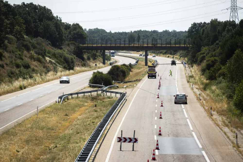 The site of the car accident in which Liverpool player Diogo Jota and his brother died in the north-western city of Zamora, Spain, Thursday, July 3, 2025. (AP Photo/Emilio Fraile)