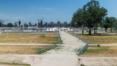 Stage building for the Croatian singer Marko Perkovic Thompson poised to break world record for largest paid concert in Zagreb, Croatia, July 2, 2025. REUTERS/Antonio Bronic