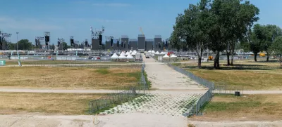 Stage building for the Croatian singer Marko Perkovic Thompson poised to break world record for largest paid concert in Zagreb, Croatia, July 2, 2025. REUTERS/Antonio Bronic