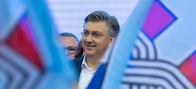 Croatian Prime Minister and Croatian Democratic Union (HDZ) party chief Andrej Plenkovic attends an election rally in Zagreb, Croatia, April 14, 2024. REUTERS/Antonio Bronic