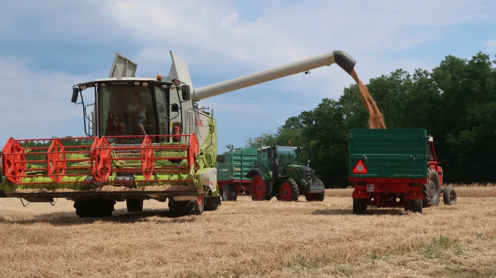 Prekmurje, Goričko, polje, p&scaron;enica, žetev, kombajn. Foto: Tatjana Pihlar 