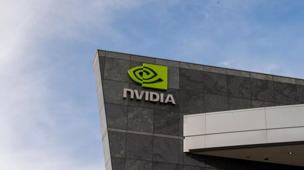 FILED - 23 February 2024, US, Santa Clara: The logo of the chip company Nvidia can be seen at the headquarters in Silicon Valley. US chipmaker Nvidia has become the first company in history to surpass a $4 trillion market valuation, cementing its status as the world's most valuable firm. Photo: Andrej Sokolow/dpa