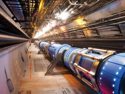 Svica.Graficni prikaz novega kroznega trkalnika.Evropska organizacija za jedrske raziskave (Cern) je objavila studijo o izvedljivosti morebitnega bodocega kroznega trkalnika z obsegom okoli 91 kilometrov. Ta bi lahko po letu 2040 nasledil veliki hadronski trkalnik, ki ima obseg 27 kilometrov in je trenutno vodilni instrument Cerna. Dokument bo v prihodnje obravnaval svet Cerna.Foto: CERN