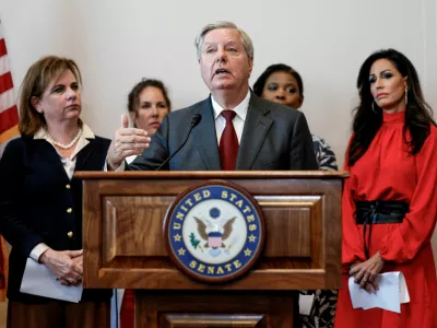 U.S. Senator Lindsey Graham (R-KY) unveils a nationwide abortion bill with new abortion restrictions, during a news conference alongside representatives from national anti-abortion organizations, on Capitol Hill in Washington, U.S., September, 13, 2022. REUTERS/Evelyn Hockstein