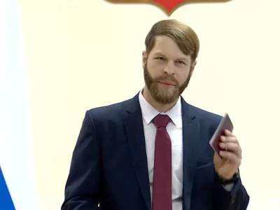 Daniel Martindale, a U.S. citizen who helped Russia from inside Ukraine, speaks after receiving a Russian passport, in Moscow, Russia, in this screengrab taken from a handout video released July 15, 2025. Denis Pushilin via Telegram/Handout via REUTERS ATTENTION EDITORS - THIS IMAGE HAS BEEN SUPPLIED BY A THIRD PARTY. NO RESALES. NO ARCHIVES. MANDATORY CREDIT