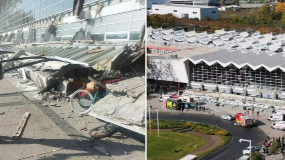 Zru&scaron;enje nadstre&scaron;ka postaje Novi Sad Foto: X/@Serbnews