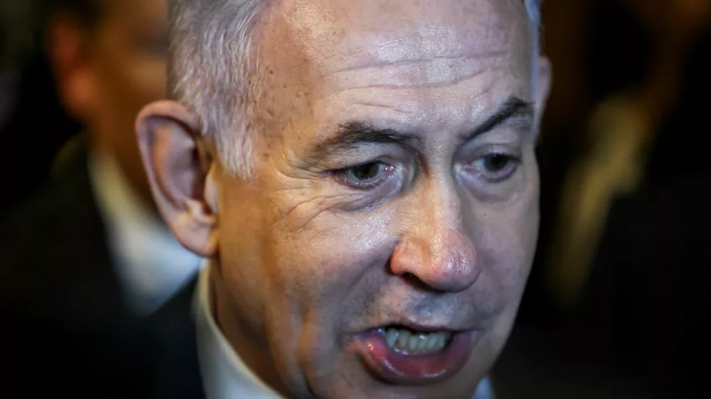 FILE PHOTO: Israel's Prime Minister Benjamin Netanyahu visits Capitol Hill, on the day he meets with Senate Republican Leader John Thune (R-SD) and other senators, in Washington, D.C., U.S., July 9, 2025. REUTERS/Evelyn Hockstein/File Photo