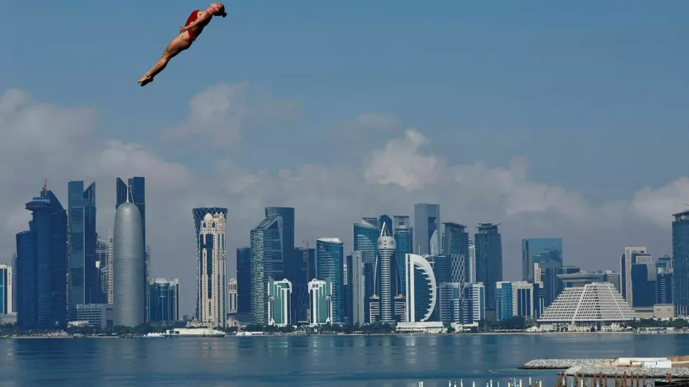 Denmark's Annika Bornebusch trains before the women's 20m semi final at the World Aquatics Championships in Doha, Qatar. REUTERS/Clodagh Kilcoyne