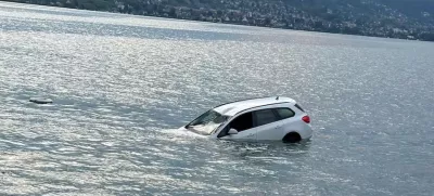 avto v jezeru, vozilo v vodi, Švica