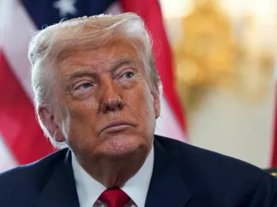 U.S. President Donald Trump looks on during a meeting with British Prime Minister Keir Starmer (not pictured) at Trump Turnberry golf club on July 28, 2025 in Turnberry, Scotland, Britain. Christopher Furlong/Pool via REUTERS