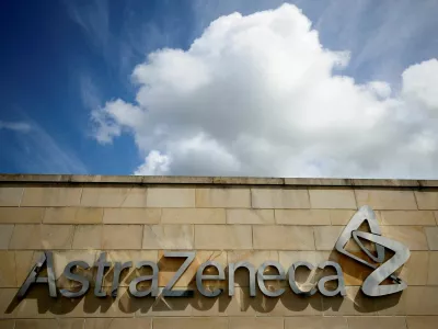 FILE PHOTO: A company logo is seen at the AstraZeneca site in Macclesfield, Britain, May 11, 2021. REUTERS/Phil Noble/File Photo