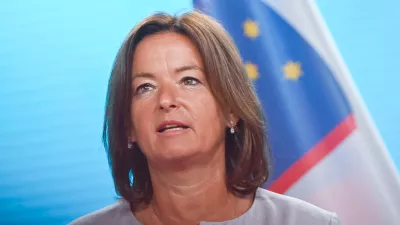 15 July 2025, Berlin: Slovenia's Foreign Minister Tanja Fajon speaks during a press conference with her German counterpart Johann Wadephul after their meeting at the Federal Foreign Office. Photo: Katharina Kausche/dpa