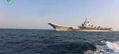 Chinese aircraft carrier Shandong is seen in this screenshot taken from a video titled "Subdue Demons and Vanquish Evils", released by the Eastern Theatre Command of China's People's Liberation Army (PLA) on April 1, 2025. Eastern Theatre Command/Handout via REUTERS ATTENTION EDITORS - THIS IMAGE WAS PROVIDED BY A THIRD PARTY. MANDATORY CREDIT. NO RESALES. NO ARCHIVES.   TPX IMAGES OF THE DAY