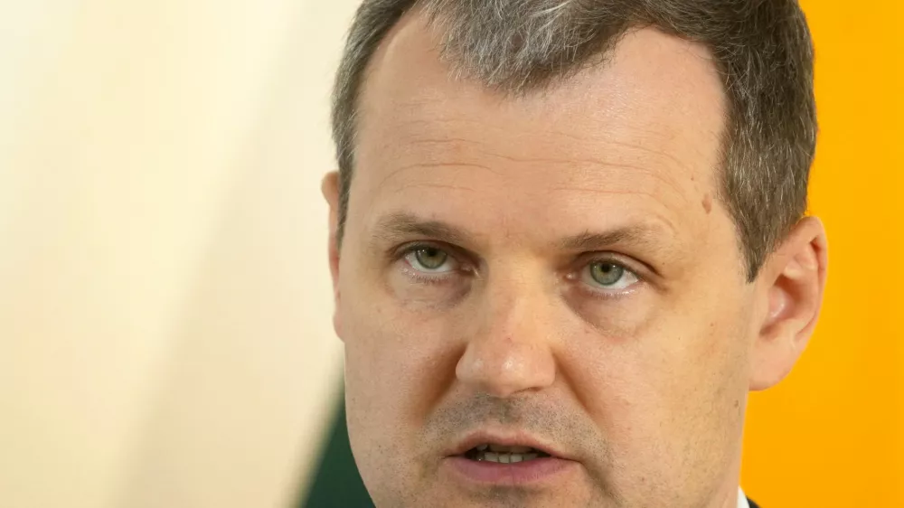 FILE PHOTO: Lithuanian Prime Minister Gintautas Paluckas speaks during press conference in Riga, Latvia May 30, 2025. REUTERS/Ints Kalnins/File Photo