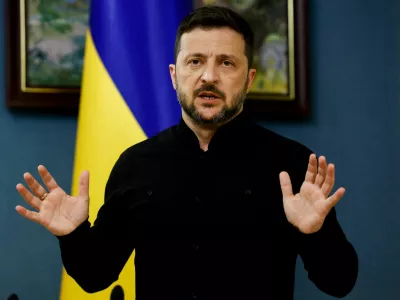 Odločitve brez Ukrajine ne bodo prinesle miru, je danes opozoril ukrajinski predsednik Volodimir Zelenski.&nbsp;/ Foto: Reuters