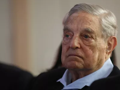 George Soros, Founder and Chairman of the Open Society Foundations listens to the conference after his speech entitled "How to save the European Union" as he attends the European Council On Foreign Relations Annual Council Meeting in Paris, Tuesday, May 29, 2018. (AP Photo/Francois Mori)