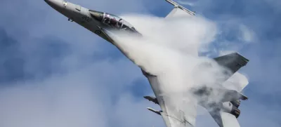 MELBOURNE, AUSTRALIA - MARCH 26: An Royal Australian Air Force FA18F Super Hornet performs in a public display above Melbourne on March 26, 2017
