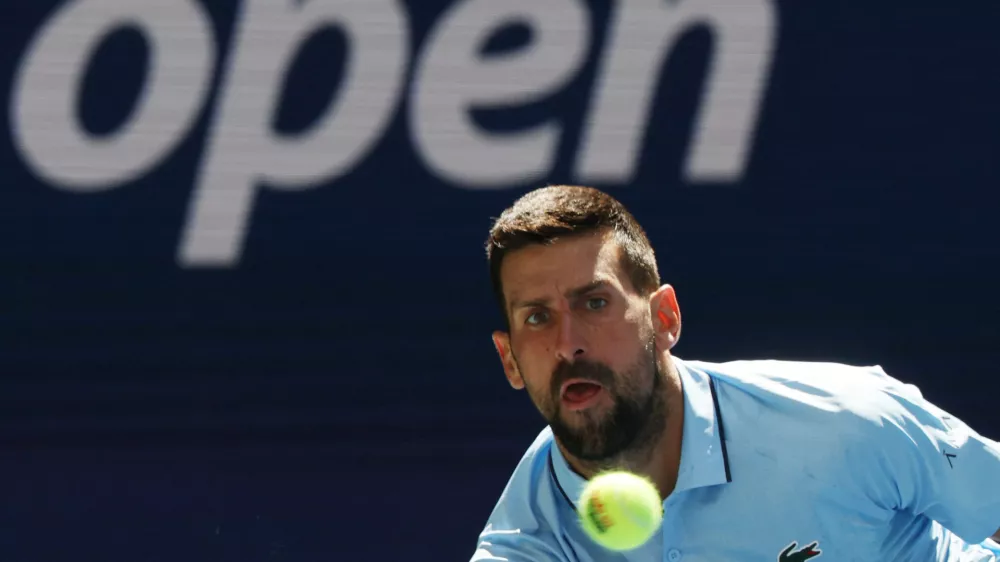 Tennis - U.S. Open - Flushing Meadows, New York, United States - August 28, 2025 Serbia's Novak Djokovic in action during his second round match against Zachary Svajda of the U.S. REUTERS/Brendan Mcdermid