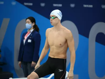 2JE15AN JULY 31st, 2021 - TOKYO, JAPAN:Kristjan Gkolomejevof Greece in action during the Swimming Men's 50m Freestyle Semifinals at the Tokyo 2020 Olympic Ga