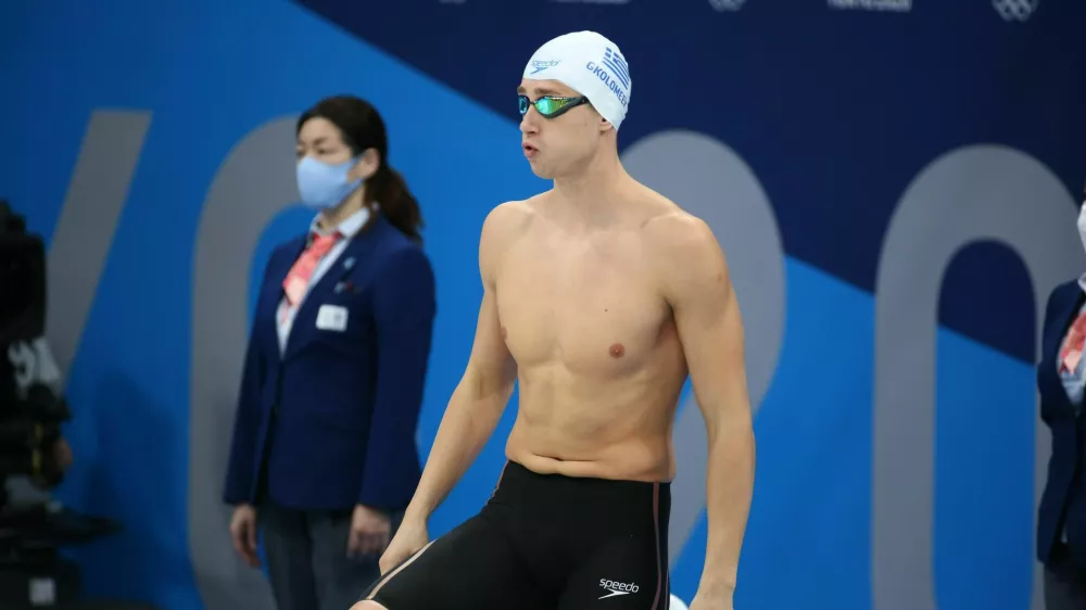 2JE15AN JULY 31st, 2021 - TOKYO, JAPAN:Kristjan Gkolomejevof Greece in action during the Swimming Men's 50m Freestyle Semifinals at the Tokyo 2020 Olympic Ga