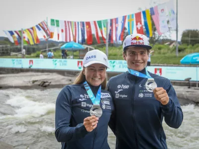 Eva Alina Hočevar in Žiga Lin Hočevar30.8.2025 - Svetovni pokal v slalomu na divjih vodah TacenFoto: Luka Cjuha