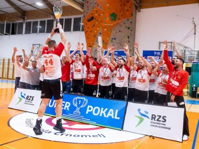 during Superpokal 2025 handball match between MRK Krka and RD LL Grosist Slovan, on August 30, 2025 in Crnomelj, Slovenia. Photo by Vid Ponikvar / Sportida