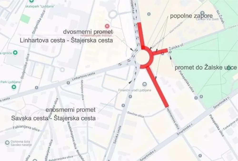 Skica zapore prometa na kroži&scaron;ču Žale