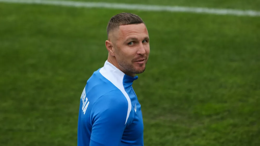 - Jasmin Kurtič,- 07.10.2024. - Tiskovna konferenca in trening slovenske nogometne reprezentance pred tekmo Konferenčne lige z Norve&scaron;ko.//FOTO: Bojan Velikonja