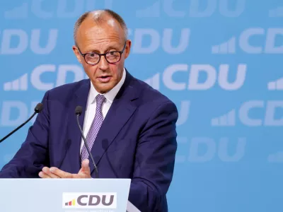 30 August 2025, North Rhine-Westphalia, Bonn: German Chancellor Friedrich Merz speaks at the state party conference of the Christian Democratic Union (CDU) North Rhine-Westphalia. Photo: Thomas Banneyer/dpa