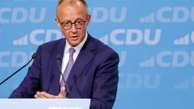 30 August 2025, North Rhine-Westphalia, Bonn: German Chancellor Friedrich Merz speaks at the state party conference of the Christian Democratic Union (CDU) North Rhine-Westphalia. Photo: Thomas Banneyer/dpa
