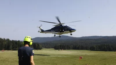28.8.2025 - Policija - Policijski helikopter -  policijski kamp za srednje&scaron;olceFoto: Luka Cjuha