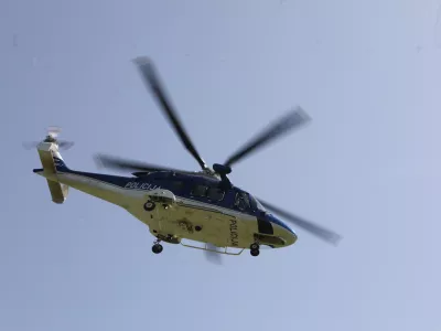 28.8.2025 - Policija - Policijski helikopter -  policijski kamp za srednje&scaron;olceFoto: Luka Cjuha