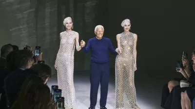 FILE -- Giorgio Armani with models at the end of his Privé fashion show during Paris Fashion Week in Paris, June 25, 2024. Armani, a designer who rewrote the rules of fashion not once but twice in his lifetime, has died. His death was confirmed on Thursday, Sept. 4, 2025, in a statement by the Armani Group. He was 91.,Image: 1034258029, License: Rights-managed, Restrictions: A JUNE 25, 2024 FILE PHOTO., Model Release: no