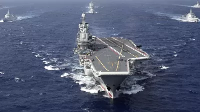 FILE - In this photo released by Xinhua News Agency, conventionally powered Chinese aircraft carrier Liaoning carries out a dual aircraft carrier formation exercise with the Shandong aircraft carrier, unseen, for the first time in the South China Sea in late October 2024. (Pu Haiyang/Xinhua via AP,File)
