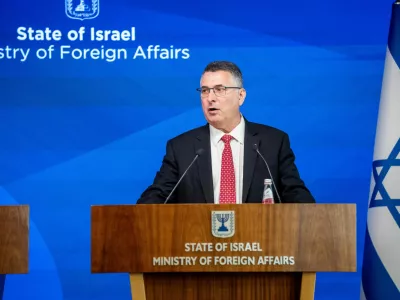 Israel's Foreign Minister Gideon Saar attends a press conference with the Danish Foreign Minister (not pictured) in Jerusalem September 7, 2025. Ritzau Scanpix/Ida Marie Odgaard/via REUTERS  ATTENTION EDITORS - THIS IMAGE WAS PROVIDED BY A THIRD PARTY. DENMARK OUT. NO COMMERCIAL OR EDITORIAL SALES IN DENMARK.