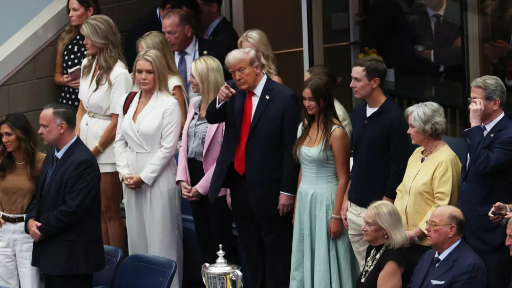 Tennis - U.S. Open - Flushing Meadows, New York, United States - September 7, 2025 U.S. President Donald Trump attends the final match between Italy's Jannik Sinner and Spain's Carlos Alcaraz REUTERS/Shannon Stapleton