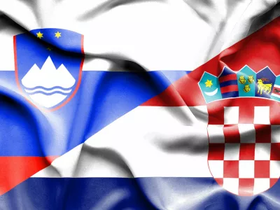 Waving flag of Croatia and Slovenia