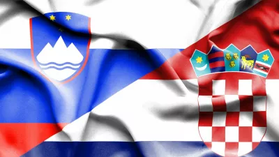Waving flag of Croatia and Slovenia