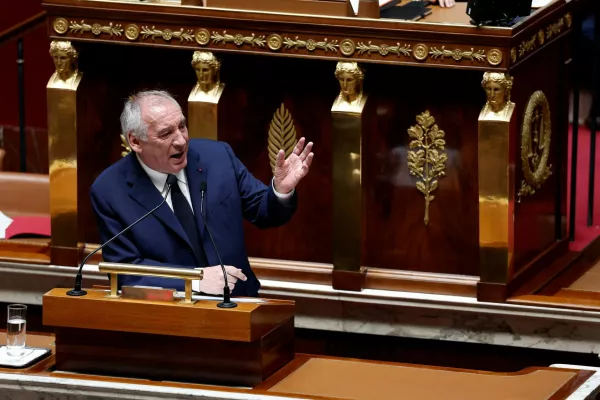 French Prime Minister Francois Bayrou delivers a general policy statement on the budget issue before a debate and a confidence vote during an extraordinary session at the National Assembly in Paris, France, September 8, 2025. REUTERS/Benoit Tessier