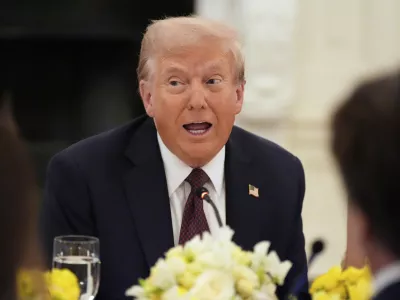 President Donald Trump speaks during a dinner in the State Dining Room of the White House, Thursday, Sept. 4, 2025, in Washington. (AP Photo/Alex Brandon)