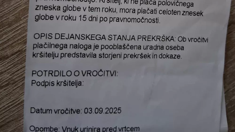 Babica dobila kazen, ker je vnuk uriniral pri vrtcu