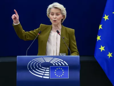 European Commission President Ursula von der Leyen delivers the State of the European Union address to the European Parliament, in Strasbourg, France, September 10, 2025. REUTERS/Yves Herman