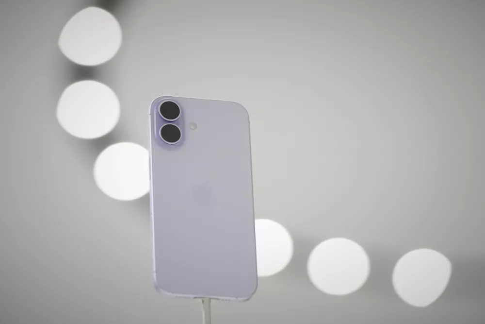 The iPhone 17 is displayed during an announcement of new products at Apple Park on Tuesday, Sept. 9, 2025, in Cupertino, Calif. (AP Photo/Godofredo A. V&aacute;squez)