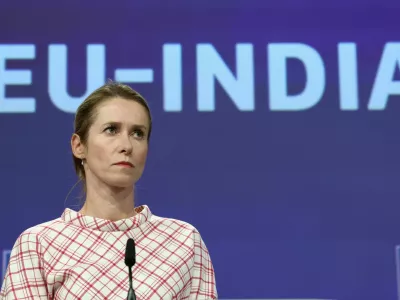 The European Commission's High Representative for Foreign Affairs Kaja Kallas takes part in a press conference in Brussels, Belgium September 17, 2025 REUTERS/Yves Herman