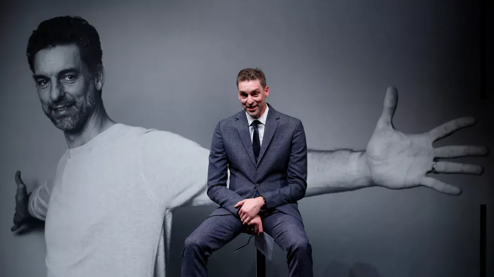 Soccer Football - Pau Gasol Press Conference - Theatre Liceu, Barcelona, Spain - October 5, 2021 Pau Gasol during the press conference REUTERS/Albert Gea
