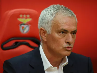 Soccer Football - Benfica presents new coach Jose Mourinho - Benfica Campus, Seixal, Portugal - September 18, 2025 New Benfica coach Jose Mourinho during the press conference REUTERS/Pedro Nunes